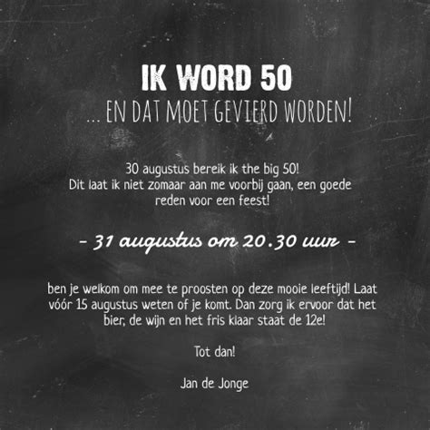 tekst uitnodiging 50 jaar sarah|Uitnodiging 50 jaar